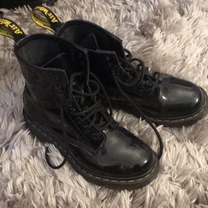 Glossy black doc martens